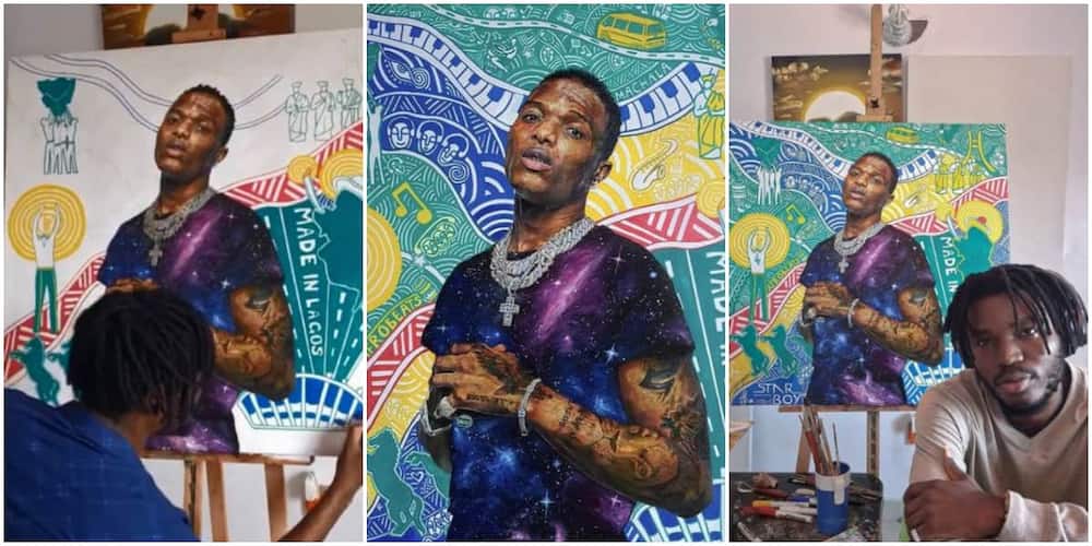 Wizkid Gushes Over Impressive Portrait of Him Made by Talented Nigerian Artist