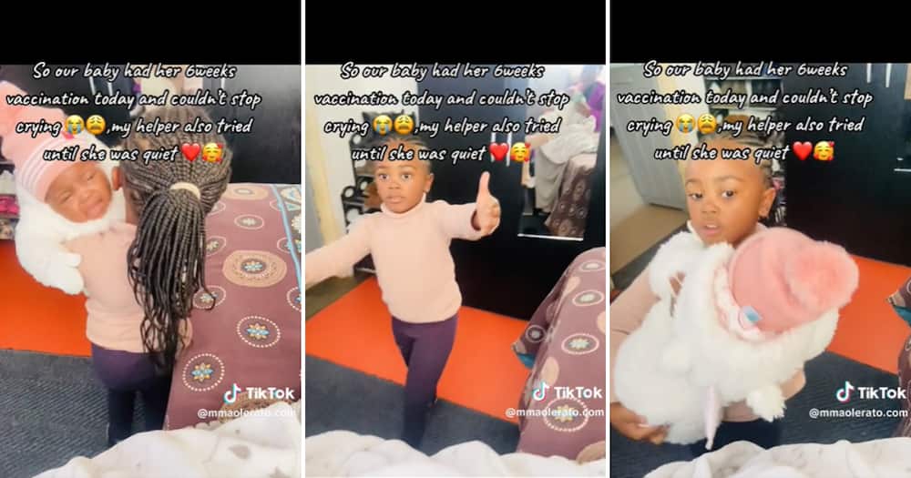 TikTok user @dibuseng6 shared a video showing little Miss stepping in to comfort her baby sister
