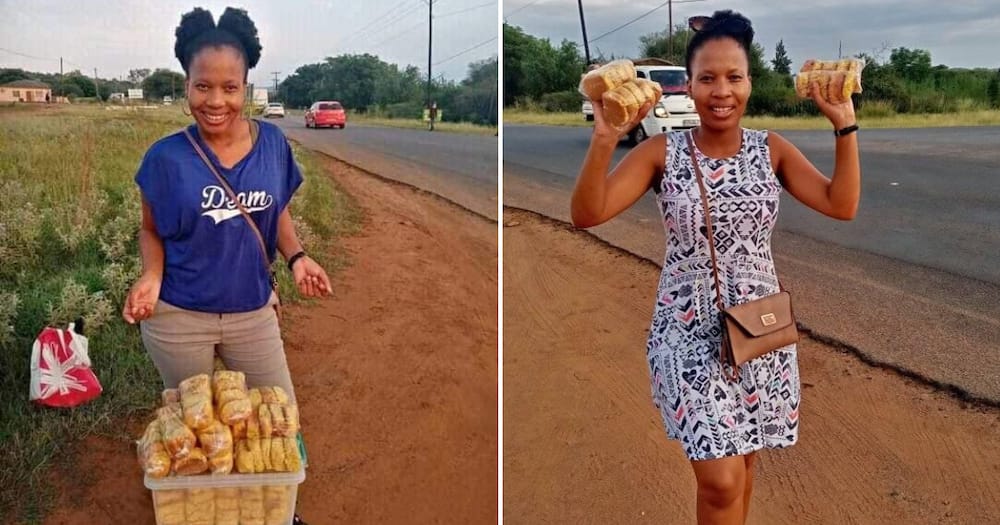 hard-working Botswana woman sells scones on road