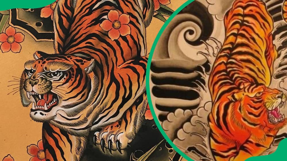 Tiger in Traditional Japanese Art Style tattoo