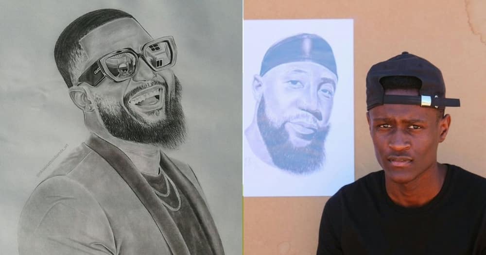 South African artist Nkosinathi Sibanda has also done a piece on Cassper Nyovest. Image: Twitter