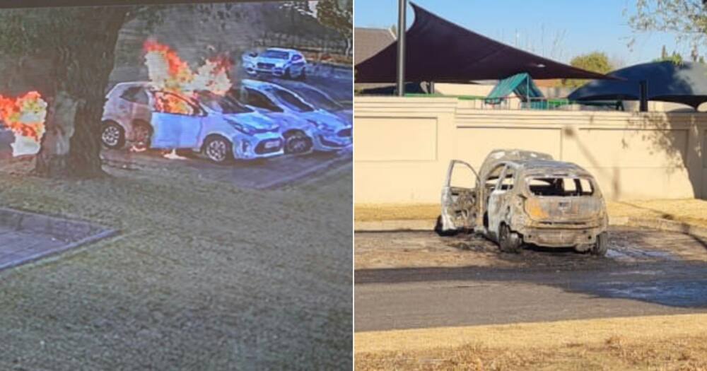 Gauteng mother, Benoni, alleged boyfriend, car on fire, pre-school