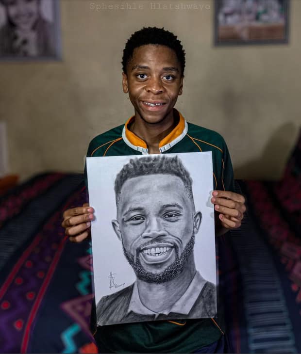 Siya Kolisi drawing by Johannesburg artist