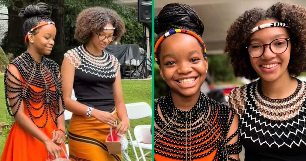 A TikTok video shows a wedding in America and teen flowe girls in Xhosa dresses