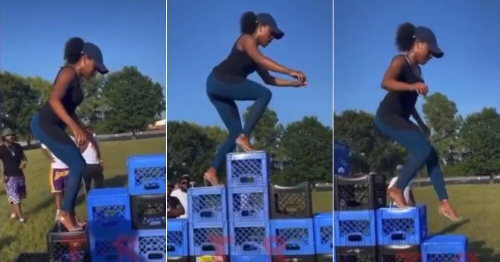 Woman, Crate Challenge, Wins, Twitter reactions
