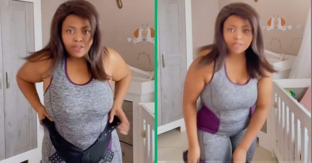 Lady shows off her miracle body shaper.
