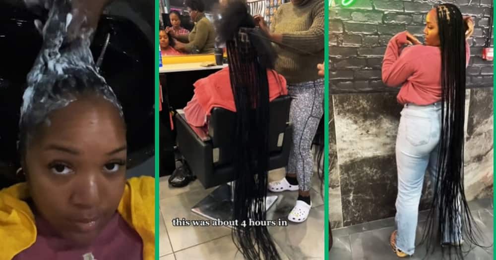 American woman gets floor-length braids in Cape Town in TikTok video