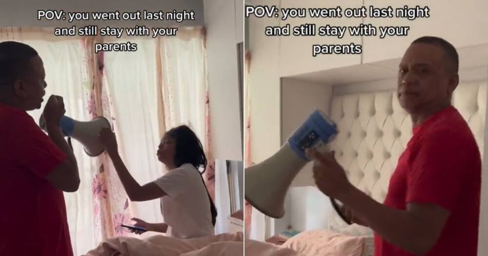 Dad wakes up daughter who was partying