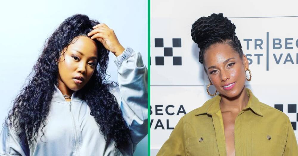 Alicia Keys attending "Uncharted" premiere during the 2023 Tribeca Festival at BMCC Tribeca PAC on June 10, 2023 in New York City, and Amapiano sensation, Khanyisa Jaceni.