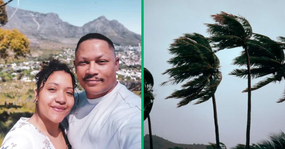 A woman and her husband captured a TikTok video of them having fun during the bad weather in Cape Town.