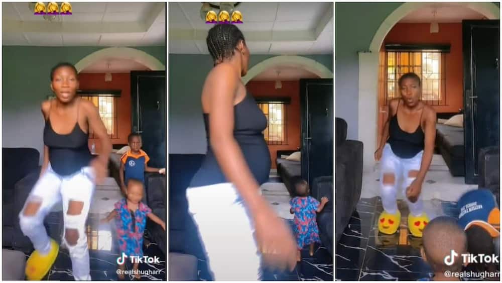 Motherhood goals, young pregnant woman dancing.