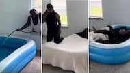 Hilarious video of man pranking bae by replacing the bed with inflatable pool has the internet busting