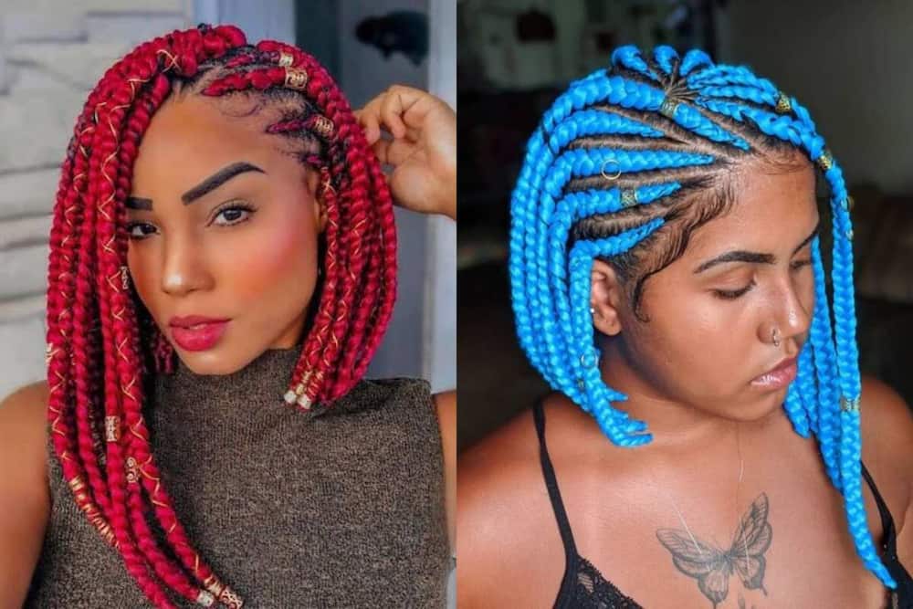 Perfect high-low bold-coloured braids