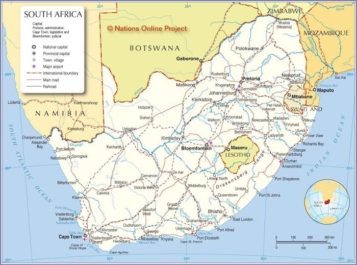 South African provinces by size, languages and capital cities