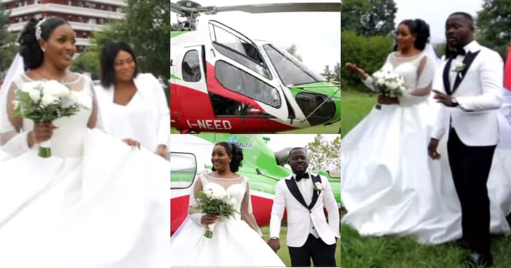 Ghanaian bride arrives at her wedding in a chopper