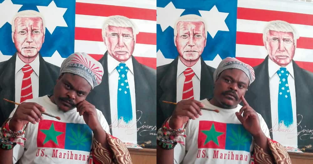 Rasta paints Biden and Trump
