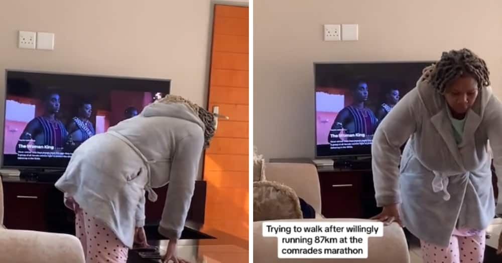 TikTok video of mom recovering from Comrades Marathon competition