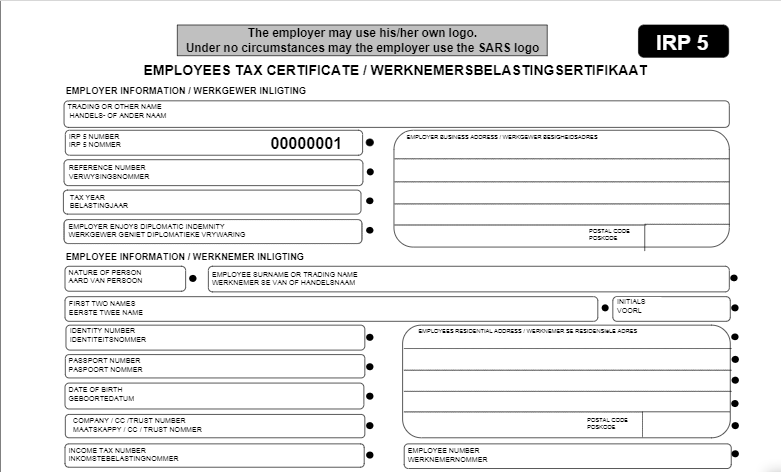 sars tax number