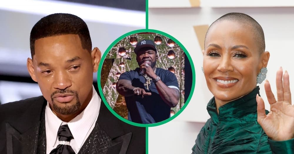 Academy-award winner Will Smith at 94th Annual Academy Awards, Rapper 50 Cent performing at performs onstage during 'The Final Lap Tour' at Pine Knob Music Theatre, and actress Jada Pinkett Smith at