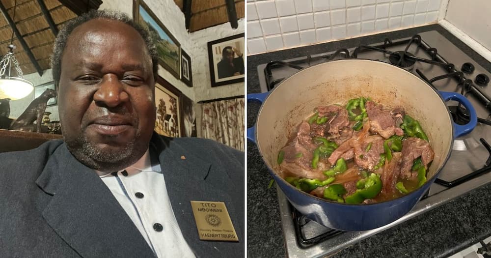 Tito Mboweni and pot of food