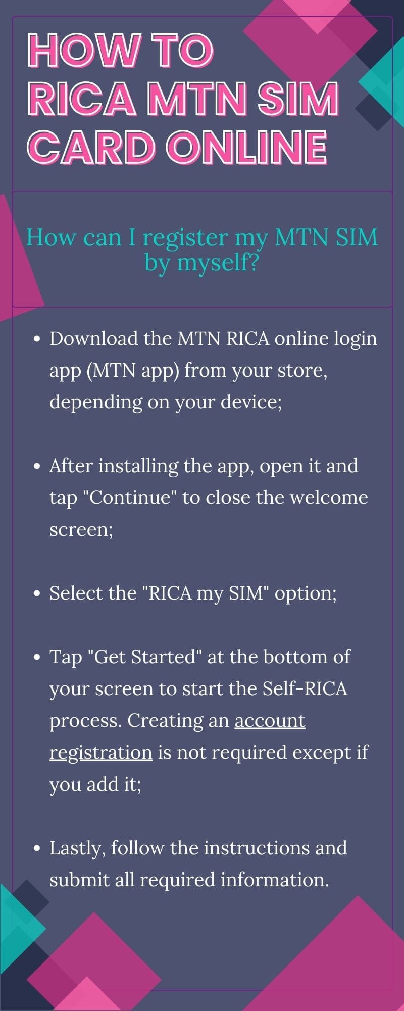 How to RICA MTN sim card online