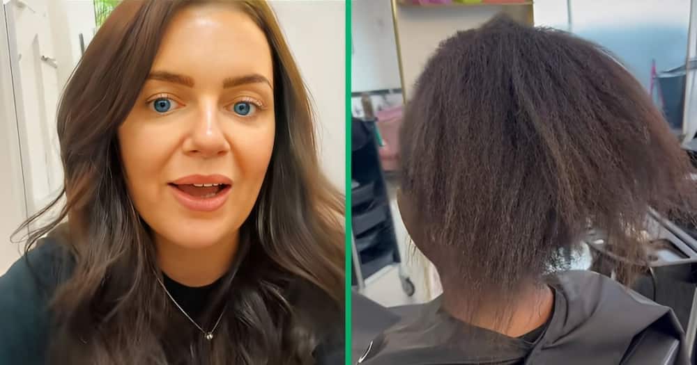 A hairstylist showed the results of a keratin treatment on 4c hair