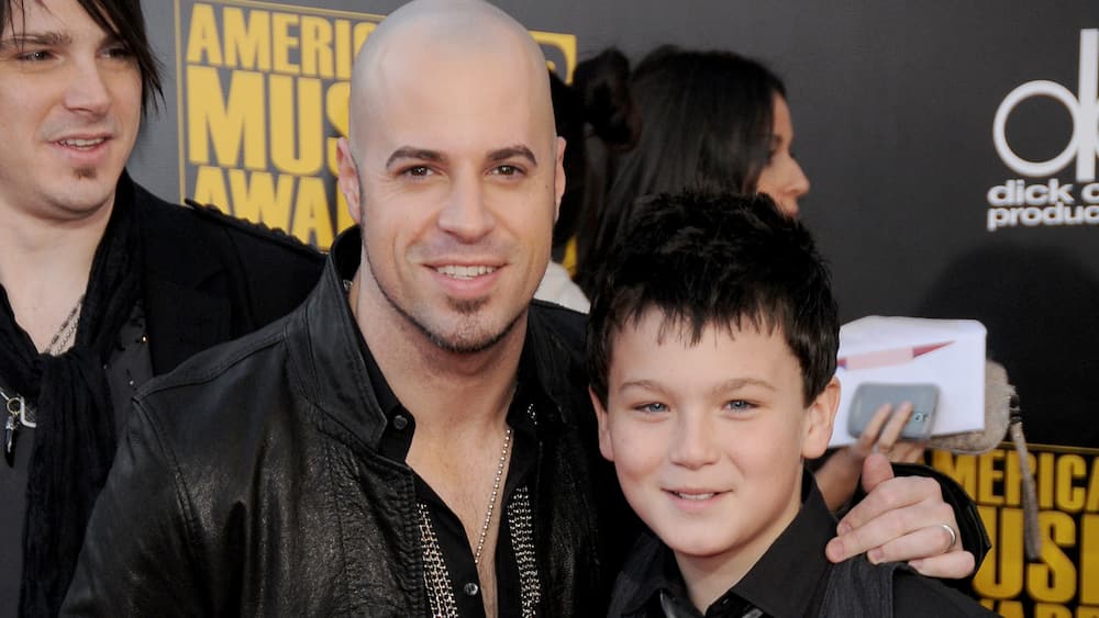 Singer Chris and son Griffin at the AMA