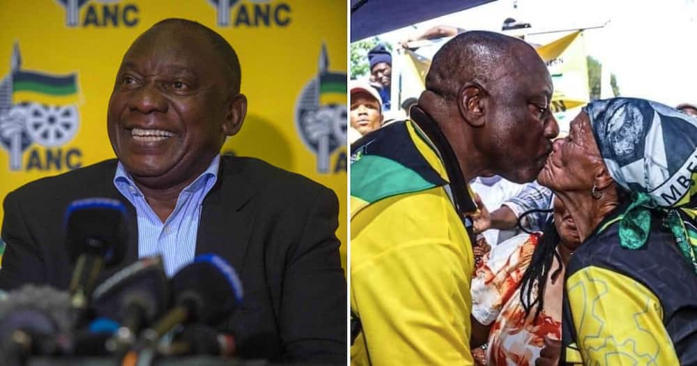 Cyril Ramaphosa kisses party supporters