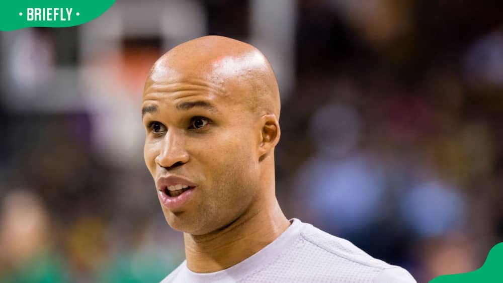 Richard Jefferson attending a basketball game at the Quicken Loans Arena