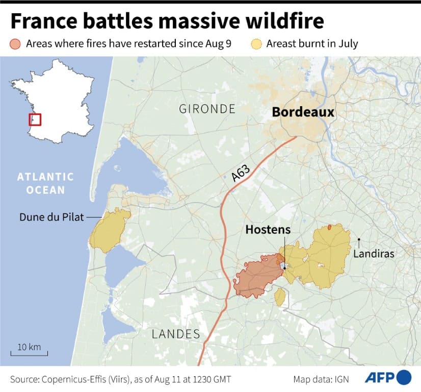 France battles massive wildfire