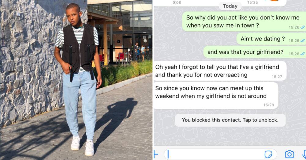 A sad lady found out her man was cheating by spotting him in town with another girl.