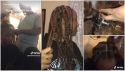 TikTok video of boyfriend plaiting girlfriend's hair into knotless braids trends, netizens impressed: "He did an amazing job"