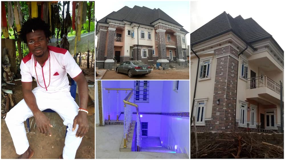 Nigerian native doctor builds mansion, says it's his rewards for answering call of the gods, shares photos