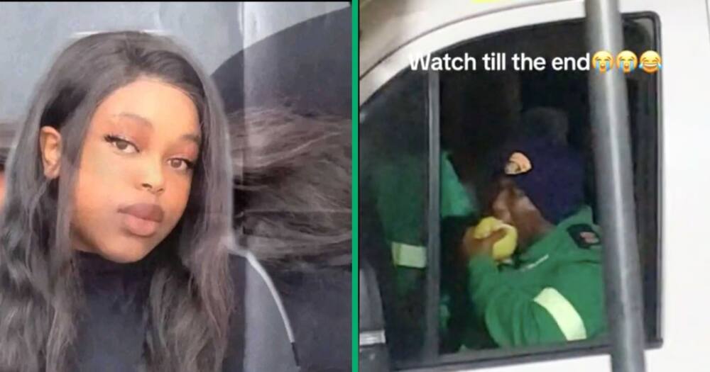 A woman posted a TikTok video of a paramedic eating a large apple