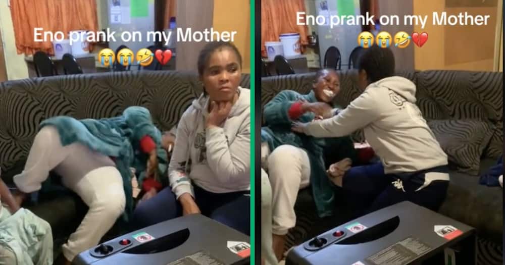 Woman pranking her mother with Eno Prank
