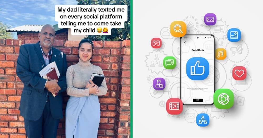 A TikTok video captures messages from a Dad who texted his daughter on every social media platform, telling her to get her child.