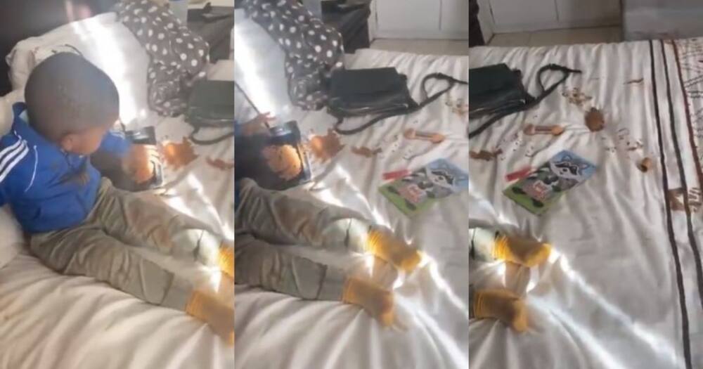 Mom shares video of bundle of joy making mess with foundation SA reacts