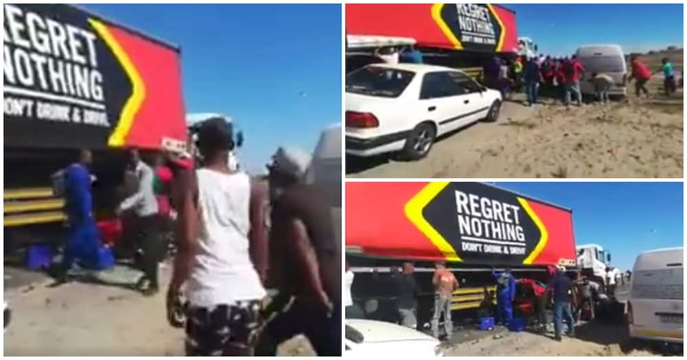 Video shows 'regret nothing' branded beer truck looted by locals