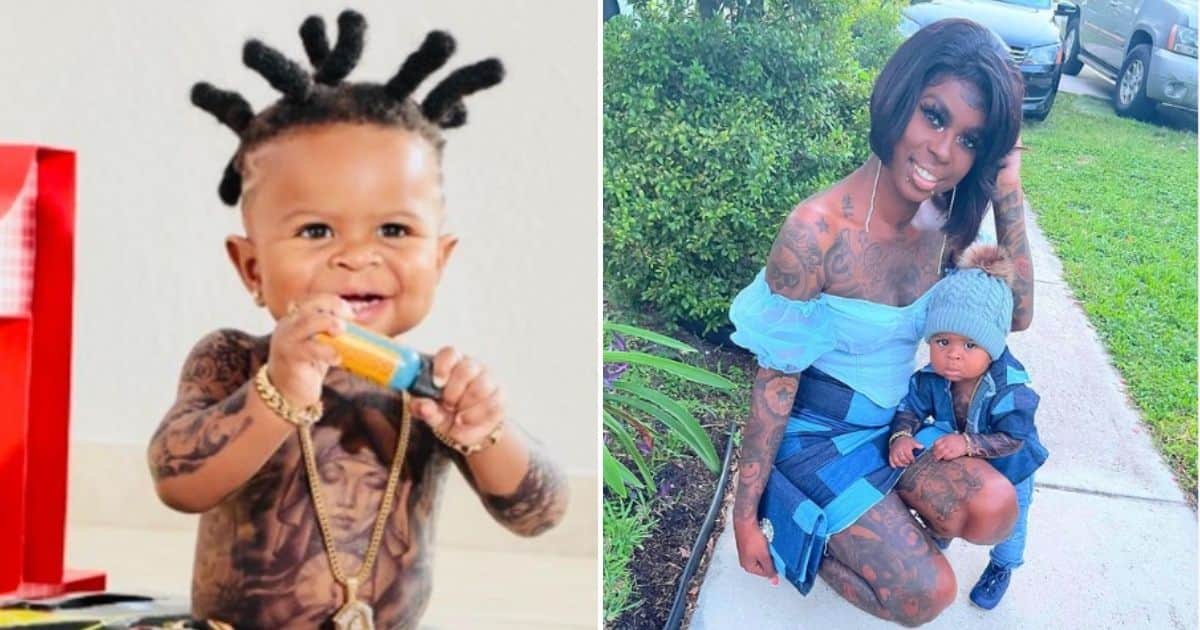 Tattoo Enthusiast Mom Causes a Stir Online After Covering Her 1 Year Old Son  With Fake Tattoos 