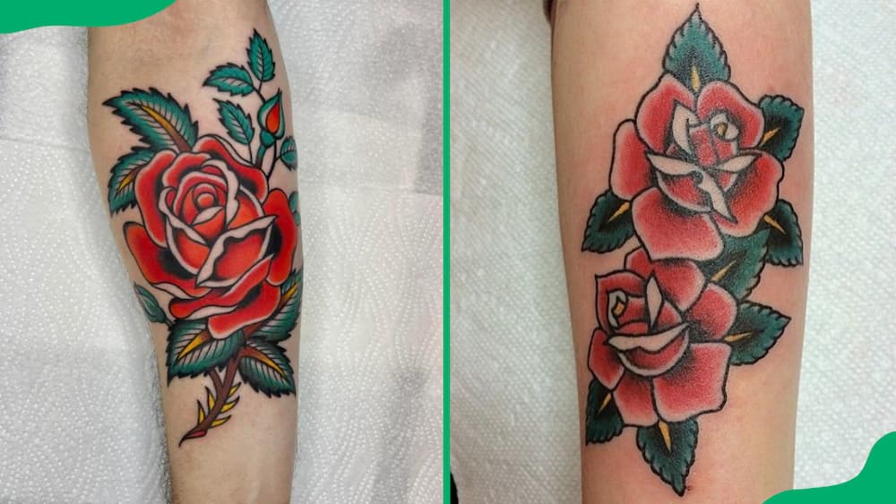 Traditional rose tattoos