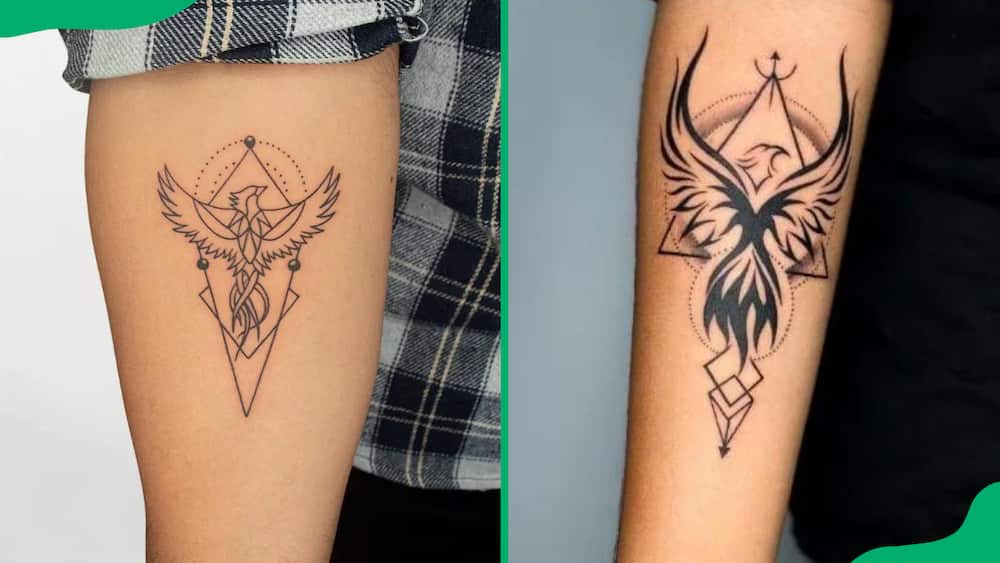 Geometric phoenix tattoos