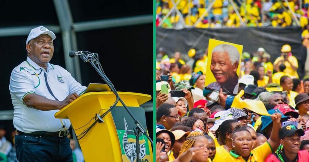 ANC President Cyril Ramaphosa addresses supporters.