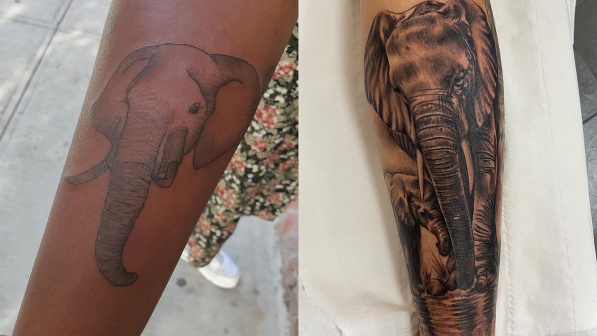 Deejaypayneink - Cute little elephant and calf from the other day  @honeyinkgreenhills #tattoo #tattooartist #elephant #animals #animaltattoo  | Facebook