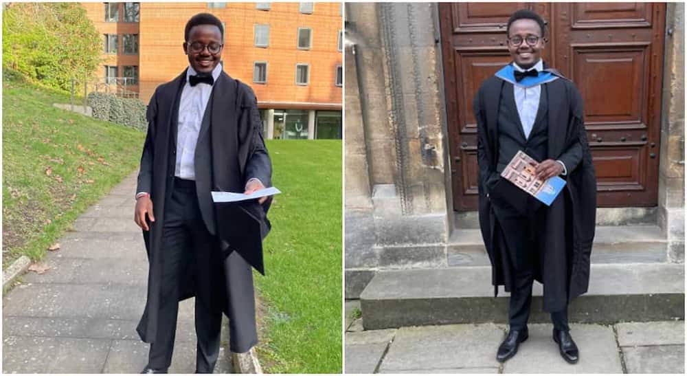 Photos of a Nigerian man who bagged a degree abroad.