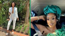Itumeleng Khune’s wife Sphelele dazzles netizens with her outfit for Lehlohonolo Majoro’s party: "Anything you wear suits you"