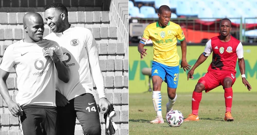 Kaizer Chiefs and Mamelodi Sundowns midfielders Willard Katsande and Sphelele Mkhulise could miss the league clash on Sunday. Image: Instagram/Twitter