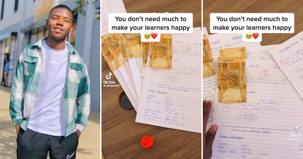 A teacher rewarded A-students who passed his test with R20 notes