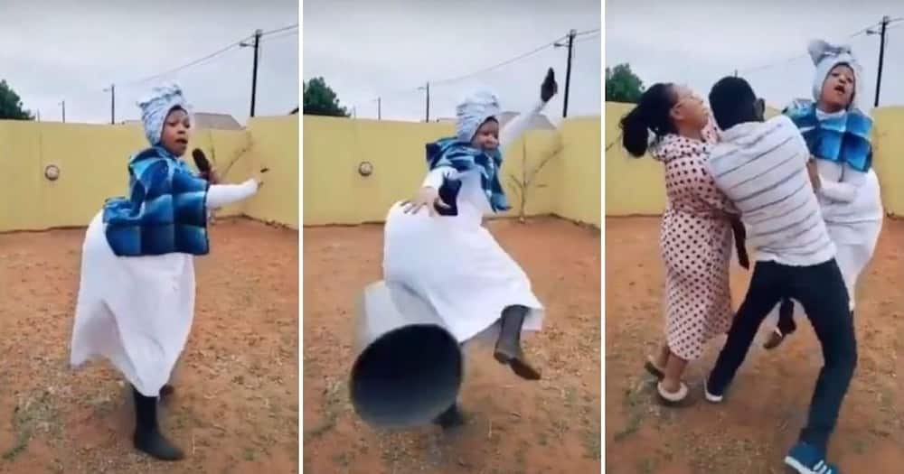 Rakgadi challenge: Clip thrown with a whole trash can in funny video