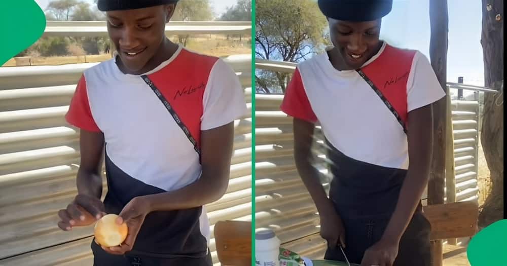 A TikTok video shows a man unveiling his cooking skills.