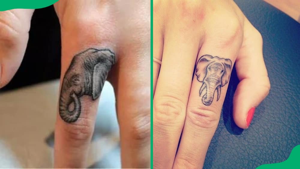 Elephant finger tattoo